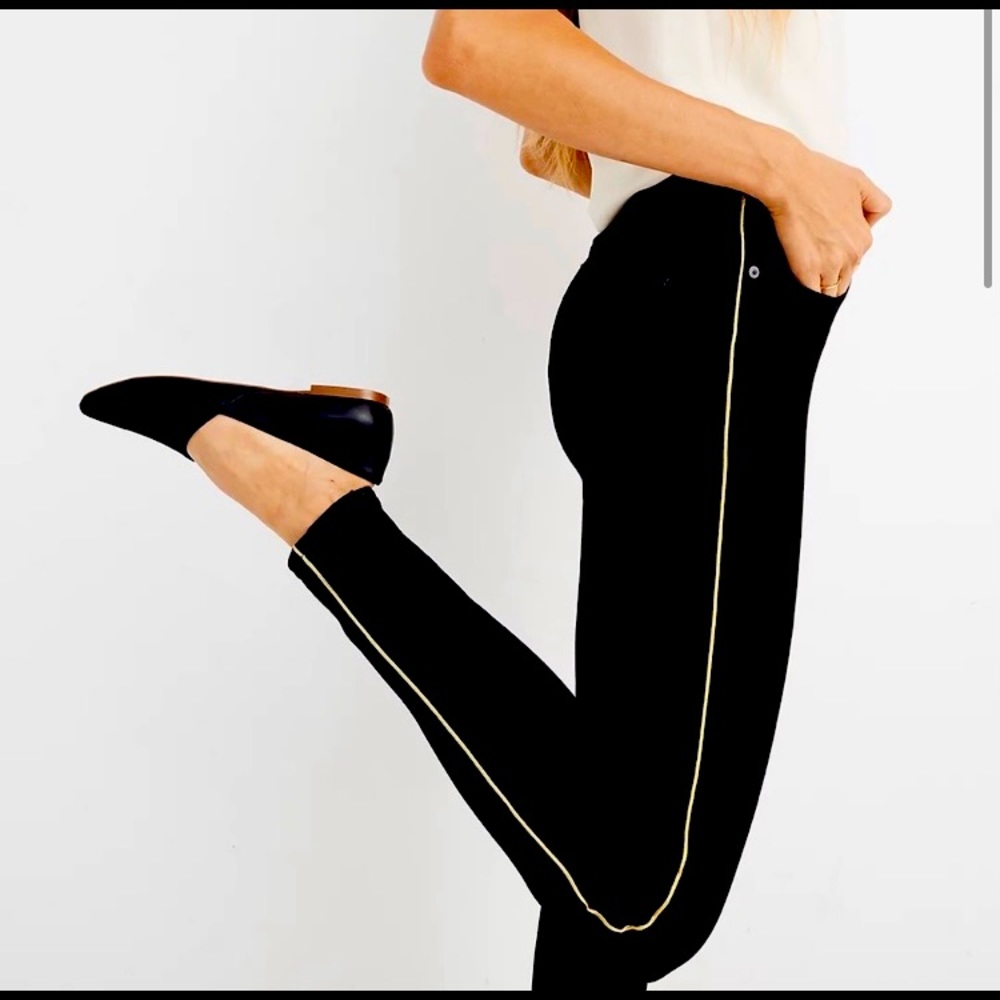 Madewell 10” High Rise Skinny Black Gold Piping